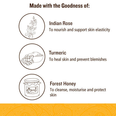 SoulTree Ayurvedic Indian Rose Face Wash With Turmeric & Honey For Dry to Normal Skin - Heals and Prevents Blemishes, Deeply Hydrates, and Nourishes Naturally-120ml